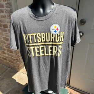 NFL Apparel, Short Sleeve, Gray, Pittsburgh Steelers, Shirt, Size Large