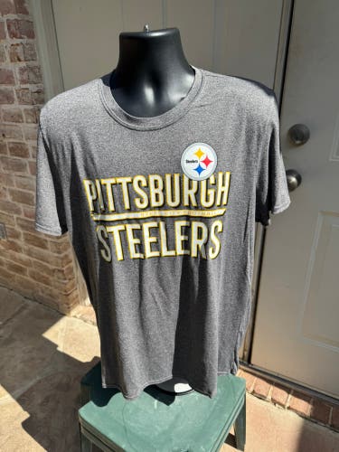 NFL Apparel, Short Sleeve, Gray, Pittsburgh Steelers, Shirt, Size Large