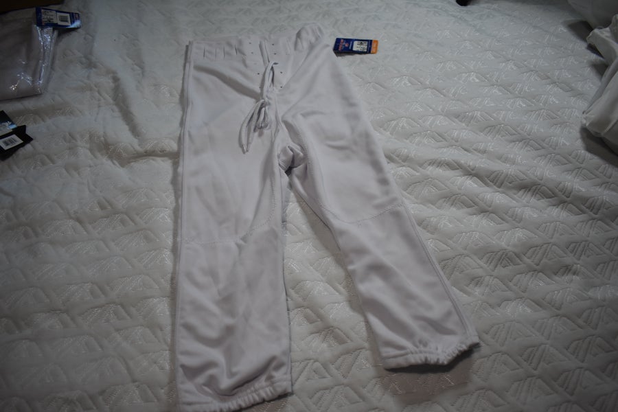 NEW - Rawlings F45014 Slotted Football Game Pants, White, Adult Small