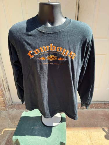 Big Fan, Oklahoma Cowboys Black, Long Sleeve, Shirt, Size Medium