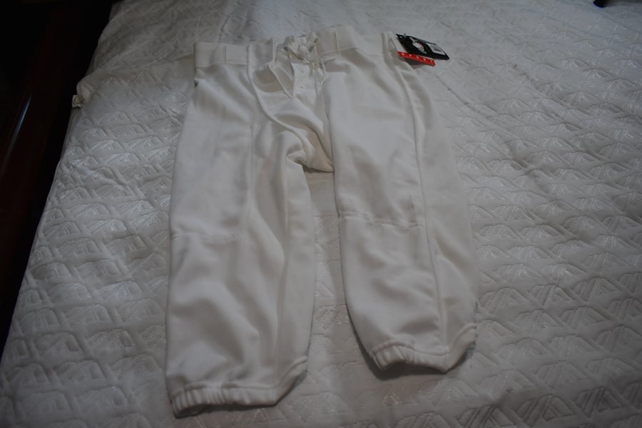 NEW - Rawlings F4510 Slotted Football Game Pants, White, Adult Large