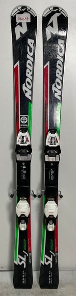 Kid's Nordica 122cm Racing Dobermann SLJ Skis With Marker Race 8 TLT Bindings (Used) (SY2334)
