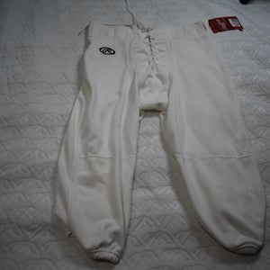 NEW - Rawlings Titanium Slotted Football Game Pants, White, Adult Medium