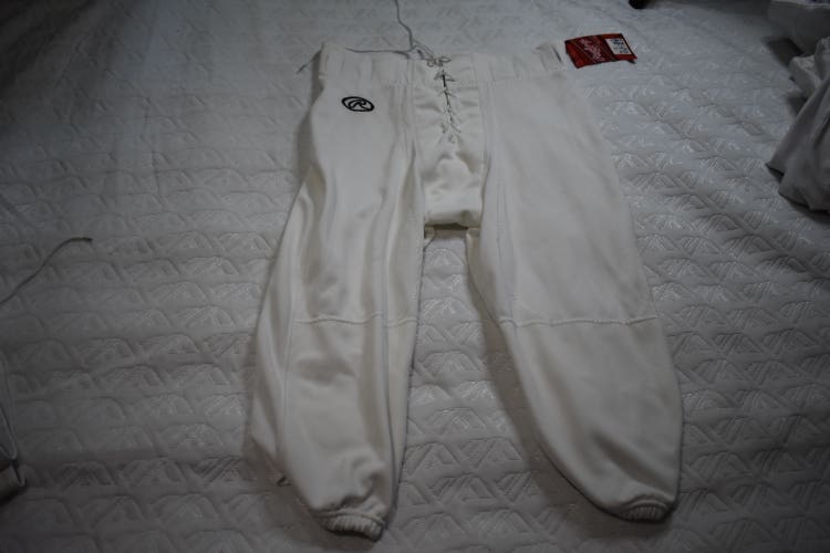 NEW - Rawlings Titanium Slotted Football Game Pants, White, Adult Medium