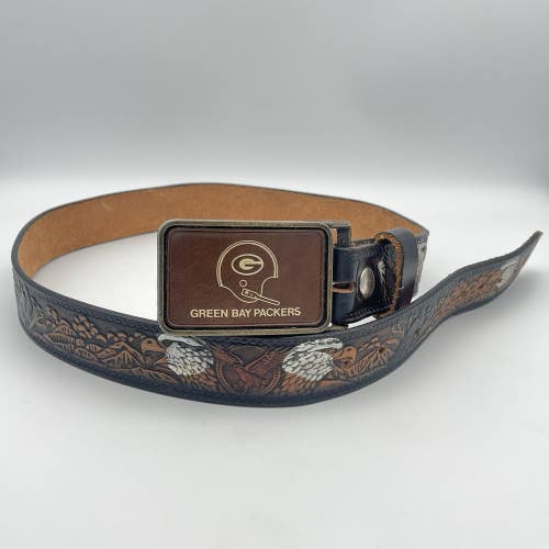 Vintage Green Bay Packers Bald Eagle Leather Belt