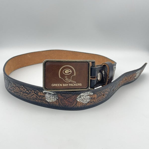 Vintage Green Bay Packers Bald Eagle Leather Belt