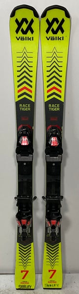 Kid's Volkl 122cm Racing Racetiger SL Skis With Marker Race 10 Bindings Max Din 10 (Used)(503E)