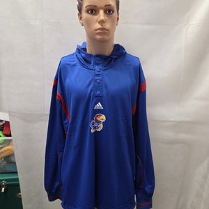 NWT Kansas Jayhawks Adidas 1/4 Snap Mesh Hoodie 2XL XXL NCAA