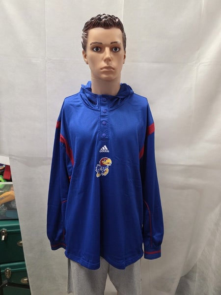 NWT Kansas Jayhawks Adidas 1/4 Snap Mesh Hoodie 2XL XXL NCAA