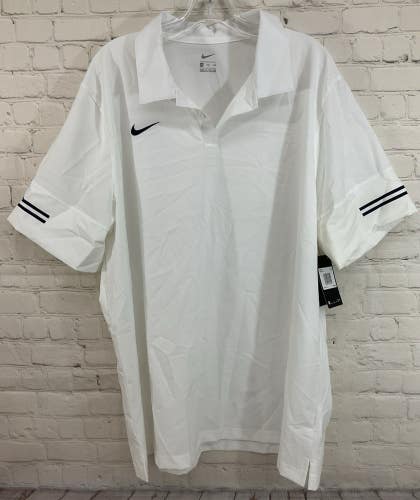 Nike CI4465-100 Men's Football Sideline Collared Shirt White Black XXL