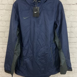 Nike 707185 Men's 100% Polyester 1/4 Zip Hooded Training Jacket Navy Small
