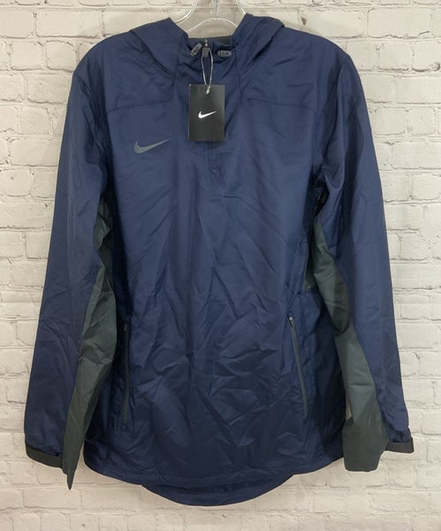 Nike 707185 Men's 100% Polyester 1/4 Zip Hooded Training Jacket Navy Small