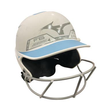 Used Mizuno FP YTH Batting Helmet w/Mask Carolina Blue And White SM 11859-S000025868