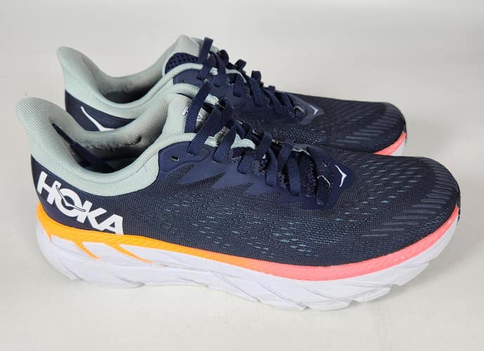 Hoka One One Clifton 7 Running Shoes Womens 9.5 Athletic 1110509BIBH Navy