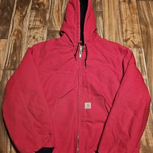 Vintage Carhartt 125th Anniversary J140 Red Work Hooded Jacket Coat Size XL