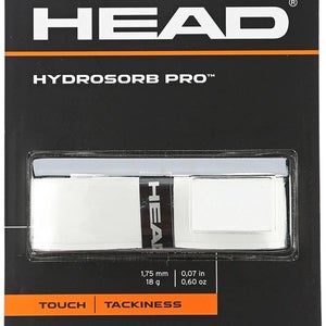 2 GRIPS: HEAD HYDROSORB PRO (WHITE) TENNIS REPLACEMENT GRIP. #285303-WH