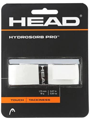 2 GRIPS: HEAD HYDROSORB PRO (WHITE) TENNIS REPLACEMENT GRIP. #285303-WH