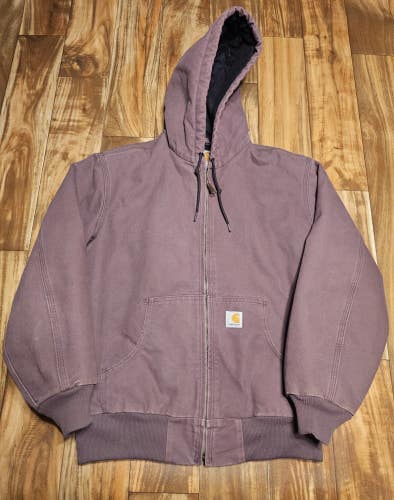 Vintage Carhartt Womens Medium Jacket WJ130 DPM Plum Purple Canvas Hooded Coat