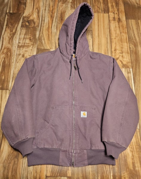 Vintage Carhartt Womens Medium Jacket WJ130 DPM Plum Purple Canvas Hooded Coat
