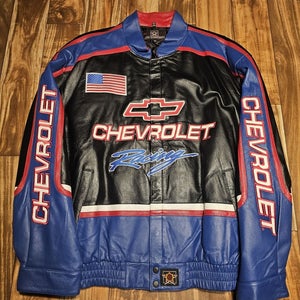 NEW Vintage Chevrolet Racing Nascar Racing Chevy JH Design Leather Jacket Sz 4XL