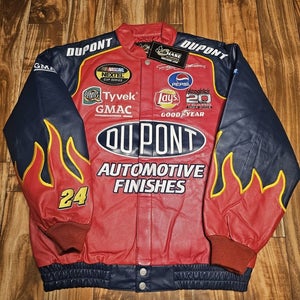 NEW Vintage Chase Authentics Jeff Gordon 100% Leather DuPont Nascar Jacket L/XL