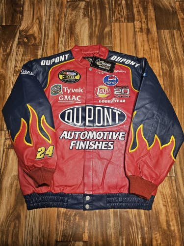 NEW Vintage Chase Authentics Jeff Gordon 100% Leather DuPont Nascar Jacket L/XL