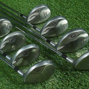 SUPER CONCORD SHALLOW FACE 8 WOODS SET WOMEN'S TRUE TEMPER STEEL RH ~ NEW GRIPS!