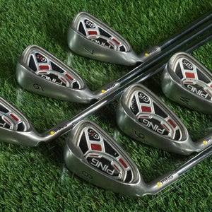 PING G15 IRONS SET 5-W STEEL AWT STIFF FLEX YELLOW DOT LEFT HANDED LH ~ LOOK!!