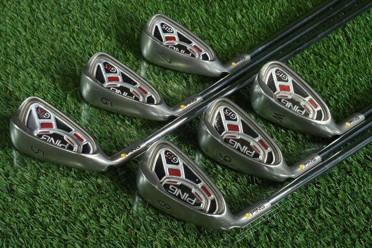 PING G15 IRONS SET 5-W STEEL AWT STIFF FLEX YELLOW DOT LEFT HANDED LH ~ LOOK!!