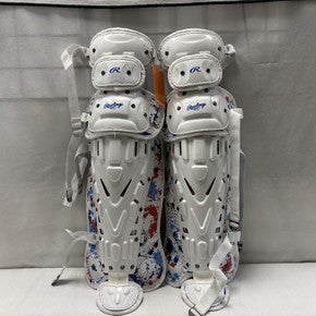 Used Rawlings MACH SPLATTER Catchers Leg Guards White Adult 11490-S000266085