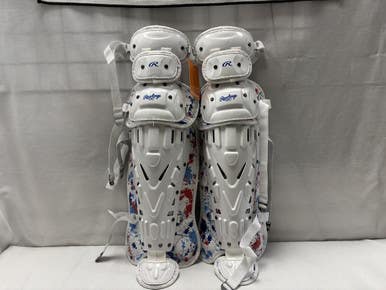 Used Rawlings MACH SPLATTER Catchers Leg Guards White Adult 11490-S000266085