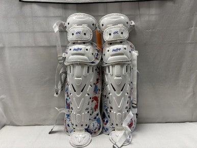 Used Rawlings MACH SPLATTER Catchers Leg Guards White Adult 11490-S000266085