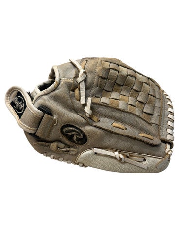 Used Rawlings HFP125GW RH Throw Fastpitch Gloves Grey And White 12 1/2" 11835-S000198638