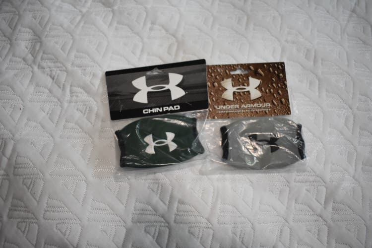 NEW - Under Armour Chin Pad / Cover, 2 Pack, Green and Gray