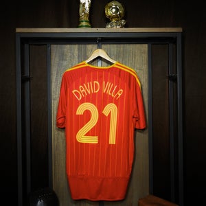 Spain 2005–2007 Home Jersey – David Villa #21 – XL – Red & Yellow Adidas Shirt (MPN: 740144)