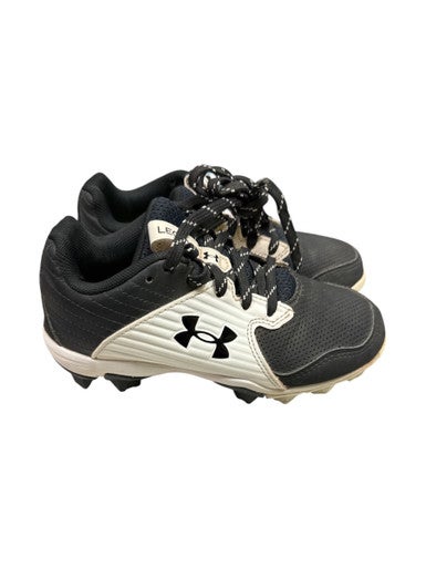 Used Under Armour 3023449-002 BB/SB Cleats Black And White Youth 12.0 11862-S000091129