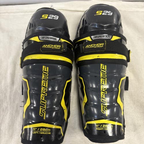 Junior Size 11 Inch Bauer Supreme S29 Ice Hockey Shin Pads Guards