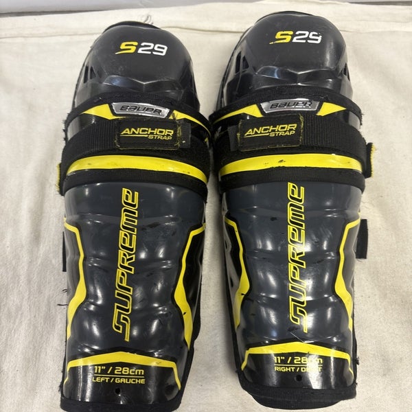 Junior Size 11 Inch Bauer Supreme S29 Ice Hockey Shin Pads Guards