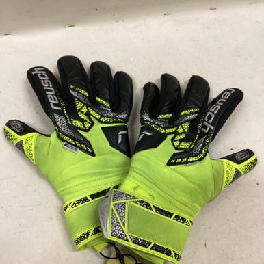 Used Reusch ATTRAKT Soccer Goalie Gloves Black And Optic Yellow 9 11725-S000492429