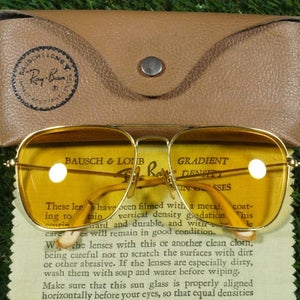 RAY-BAN B&L USA SUNGLASSES AVIATOR 58-16 GOLD AMBERMATIC SHOOTER ~ VINTAGE!!