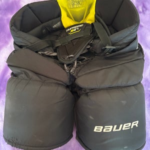 Black Junior Large Bauer S27 Hockey Goalie Pants (Used)
