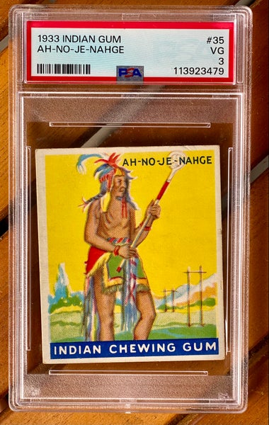 1933 Indian Gum Card - Blue Border (Rare) AH-NO-JE-NAHGE