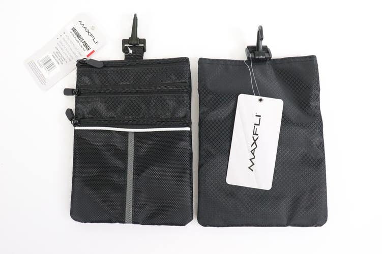 Pack of 2 Maxfli Valuables Pouch with Plush Lining - Attaches to Golf Bag -MX462