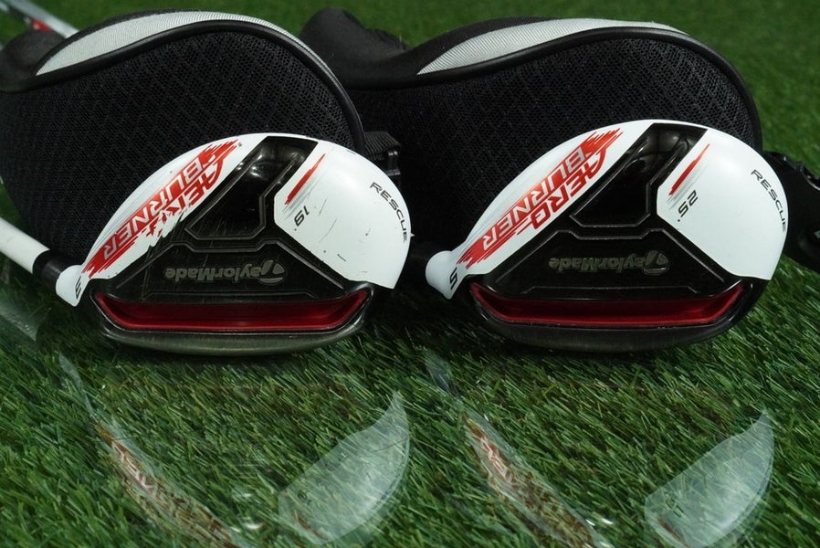 TAYLORMADE AERO BURNER RESCUE HYBRID IRONS SET 3H,5H 70 M SENIOR RH & HEADCOVERS