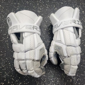 Used Maverik M6 Lacrosse Gloves Mens White 12" 11849-S000032283