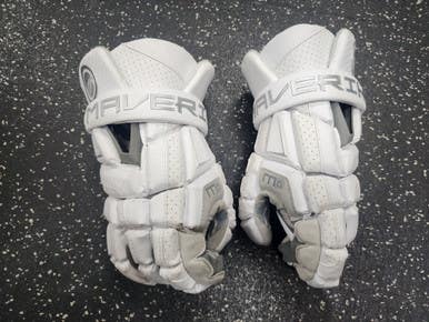 Used Maverik M6 Lacrosse Gloves Mens White 12" 11849-S000032283