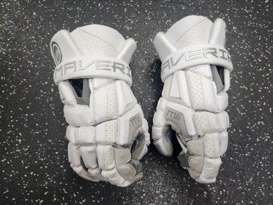 Used Maverik M6 Lacrosse Gloves Mens White 12" 11849-S000032283