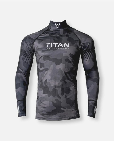 Titan Battlegear Junior Large black/gray camo neck guard shirt