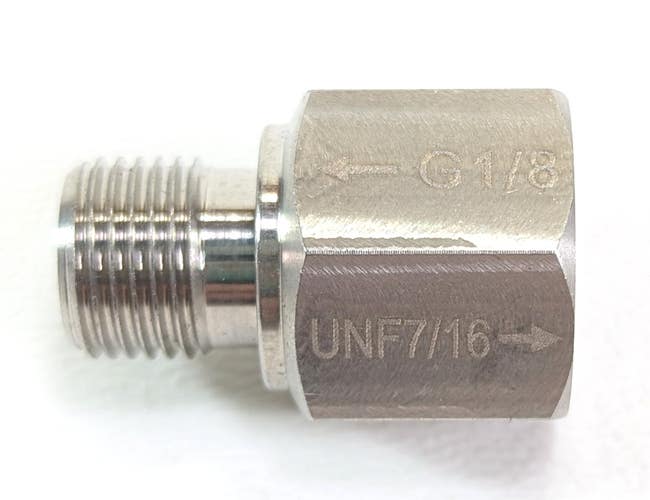 Poseidon Cyklon HP Port Adapter for SCUBA Dive 1st Stage Regulator G 1/8", 7/16"