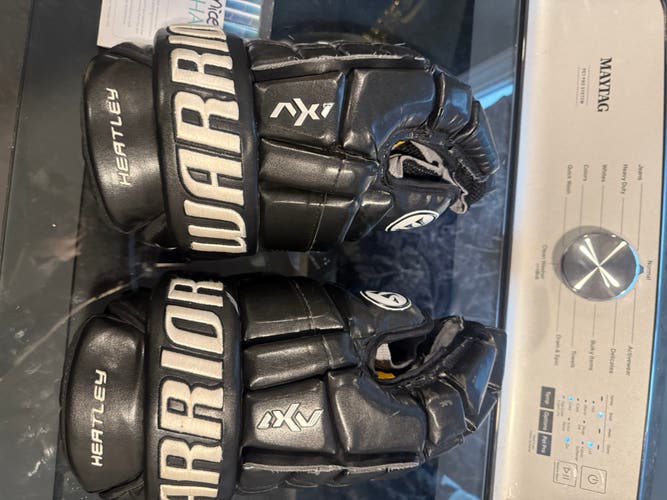 Dany Heatley leather Warrior AX1 Pro Gloves 14" Pro Stock (Used)